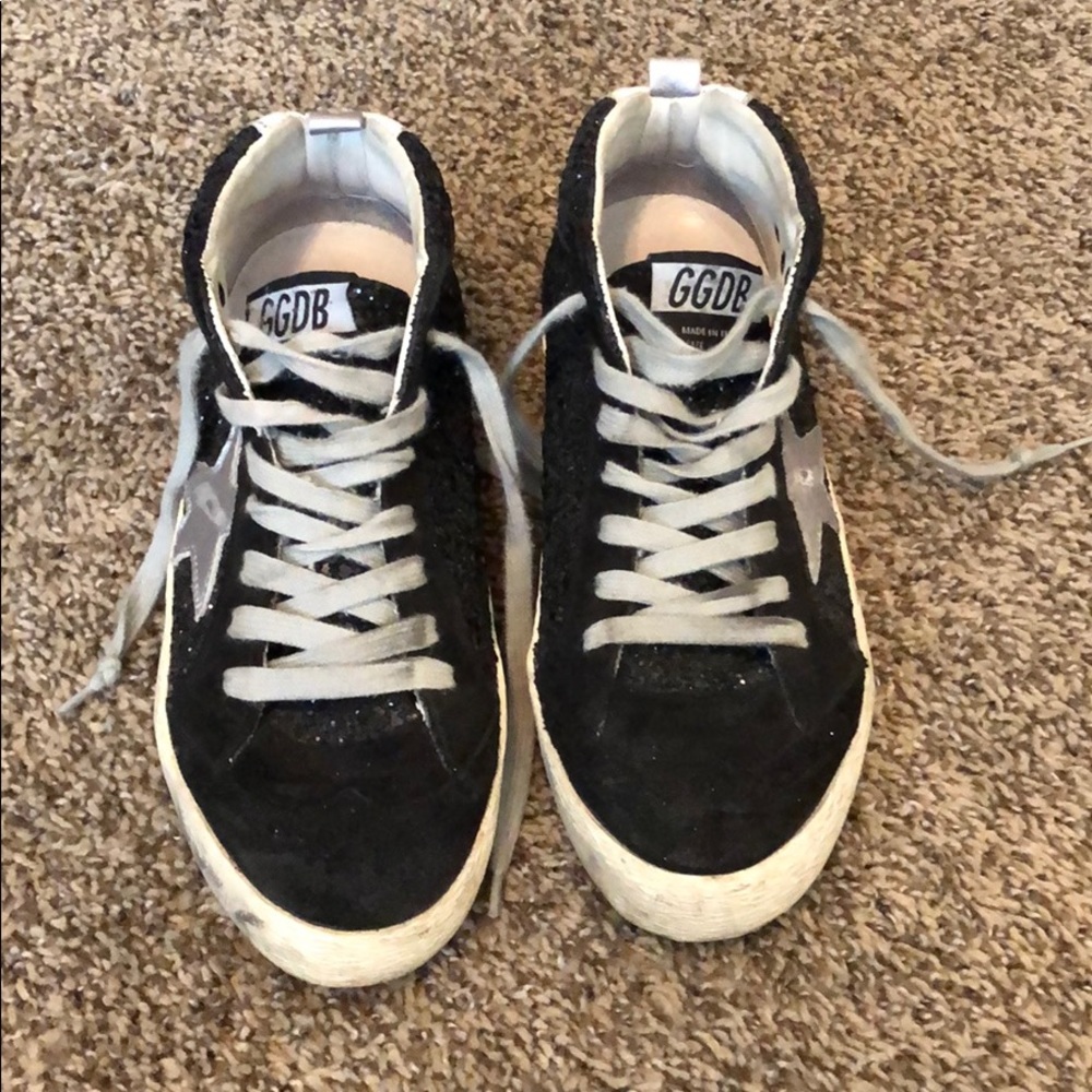Black glitter high top shoes